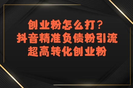 创业粉怎么打？抖音精准负债粉引流，超高转化创业粉网赚库-项目库-轻创网-中创网-福缘网-冒泡网-资源之家-魔方项目库网赚库