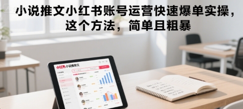 小说推文小红书账号运营快速爆单实操，这个方法，简单且粗暴网赚库-项目库-轻创网-中创网-福缘网-冒泡网-资源之家-魔方项目库网赚库