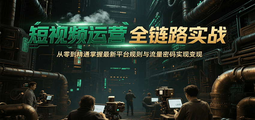 短视频运营全链路实战，从零到精通掌握最新平台规则与流量密码实现变现网赚库-项目库-轻创网-中创网-福缘网-冒泡网-资源之家-魔方项目库网赚库