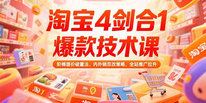 淘宝4剑合1爆款技术课73期：阶梯提价破量法，内外销双改策略 全站推广拉升网赚库-项目库-轻创网-中创网-福缘网-冒泡网-资源之家-魔方项目库网赚库