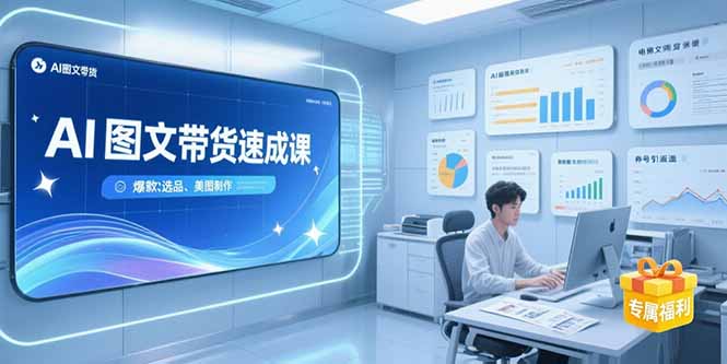 AI图文带货速成课，养号引流秘籍，爆款选品策略，美图制作全流程网赚库-项目库-轻创网-中创网-福缘网-冒泡网-资源之家-魔方项目库网赚库