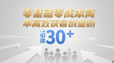 零基础零成本简单高效获客创业粉，一天引流30+网赚库-项目库-轻创网-中创网-福缘网-冒泡网-资源之家-魔方项目库网赚库