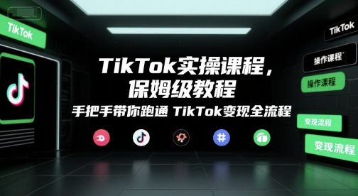 TikTok实操课程，保姆级教程，手把手带你跑通TikTok变现全流程网赚库-项目库-轻创网-中创网-福缘网-冒泡网-资源之家-魔方项目库网赚库