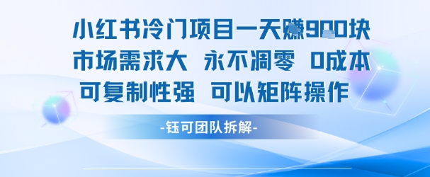 小红书冷门项目一天收益9张，市场需求大，0成本，可复制性强可以矩阵操作网赚库-项目库-轻创网-中创网-福缘网-冒泡网-资源之家-魔方项目库网赚库